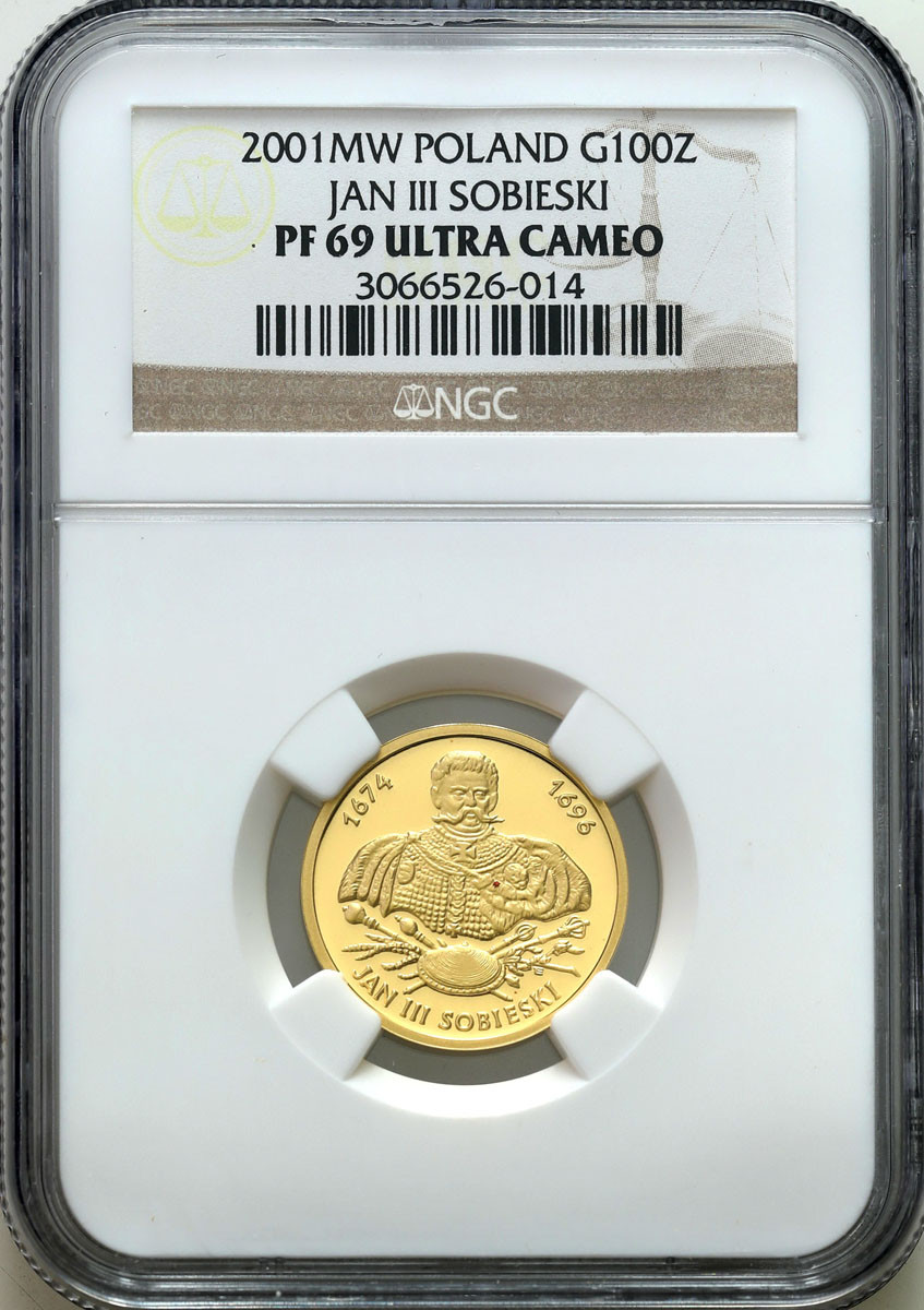 III RP 100 złotych 2001 Jan III Sobieski NGC PF69 ULTRA CAMEO 2 MAX